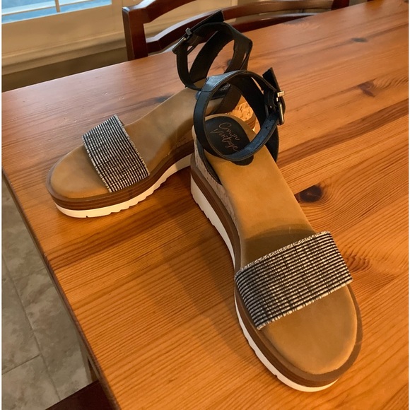 Sandales Crown Vintage Vicky En Cuir Noir - Taille 7 (US), Talon Bas, Sangle Ajustable